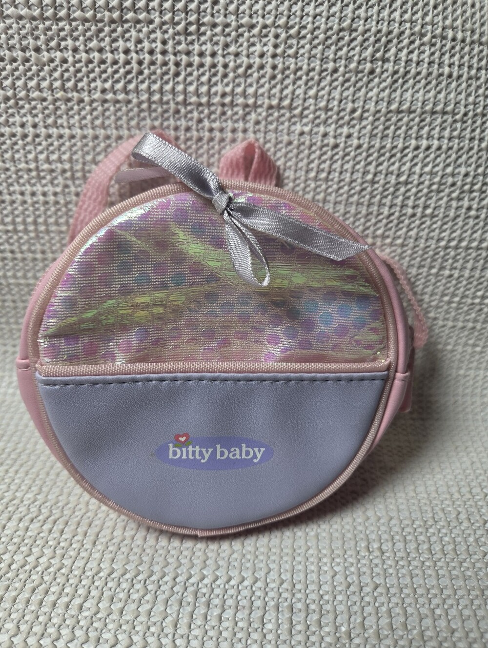 Bitty Baby Pink Iridescent Round backpack Bag